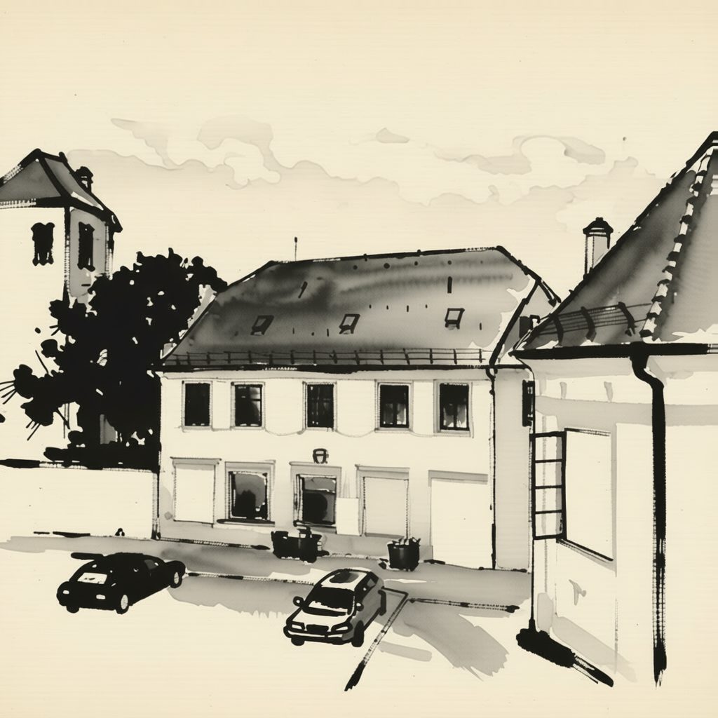 Ilustrační kresba: Hotel Zlatá loď