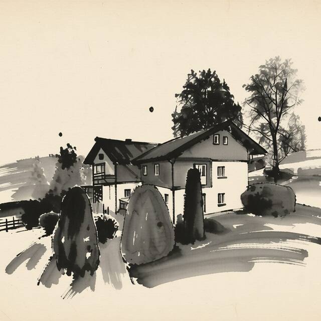 Ilustrační kresba: Penzion u Černého kohoutka