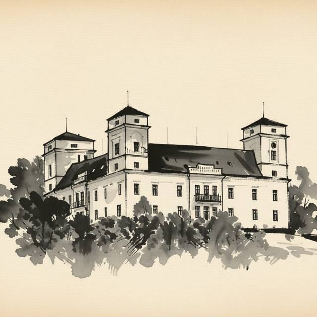 Ilustrační kresba: Zámek Račice
