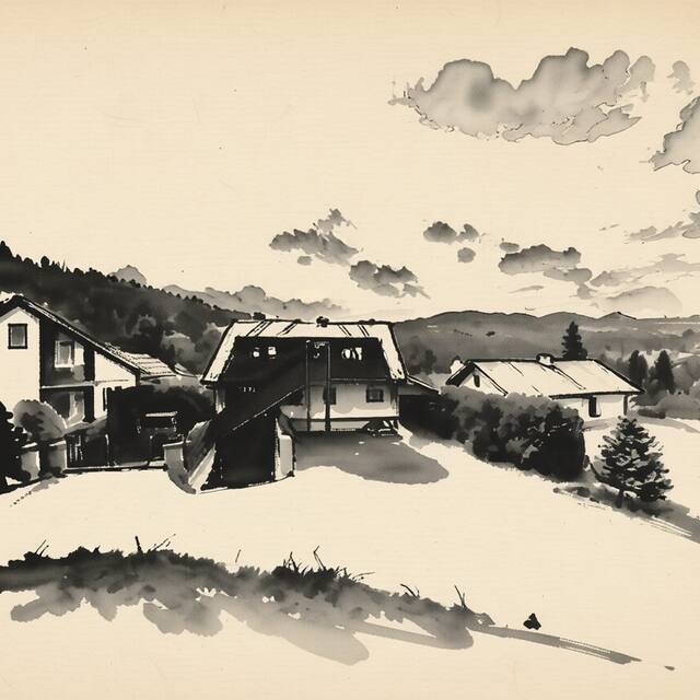 Ilustrační kresba: Ubytování U Přehrady