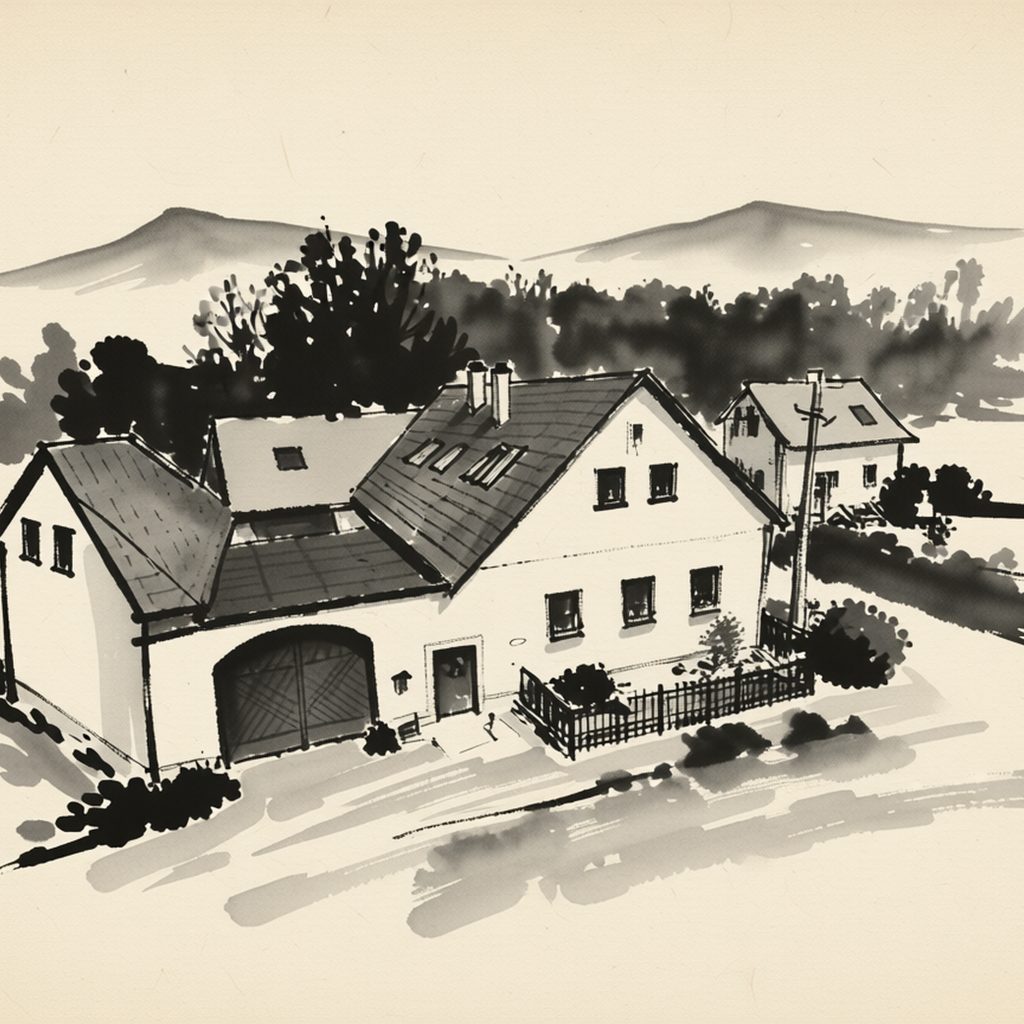 Ilustrační kresba: Penzion Pod Farou
