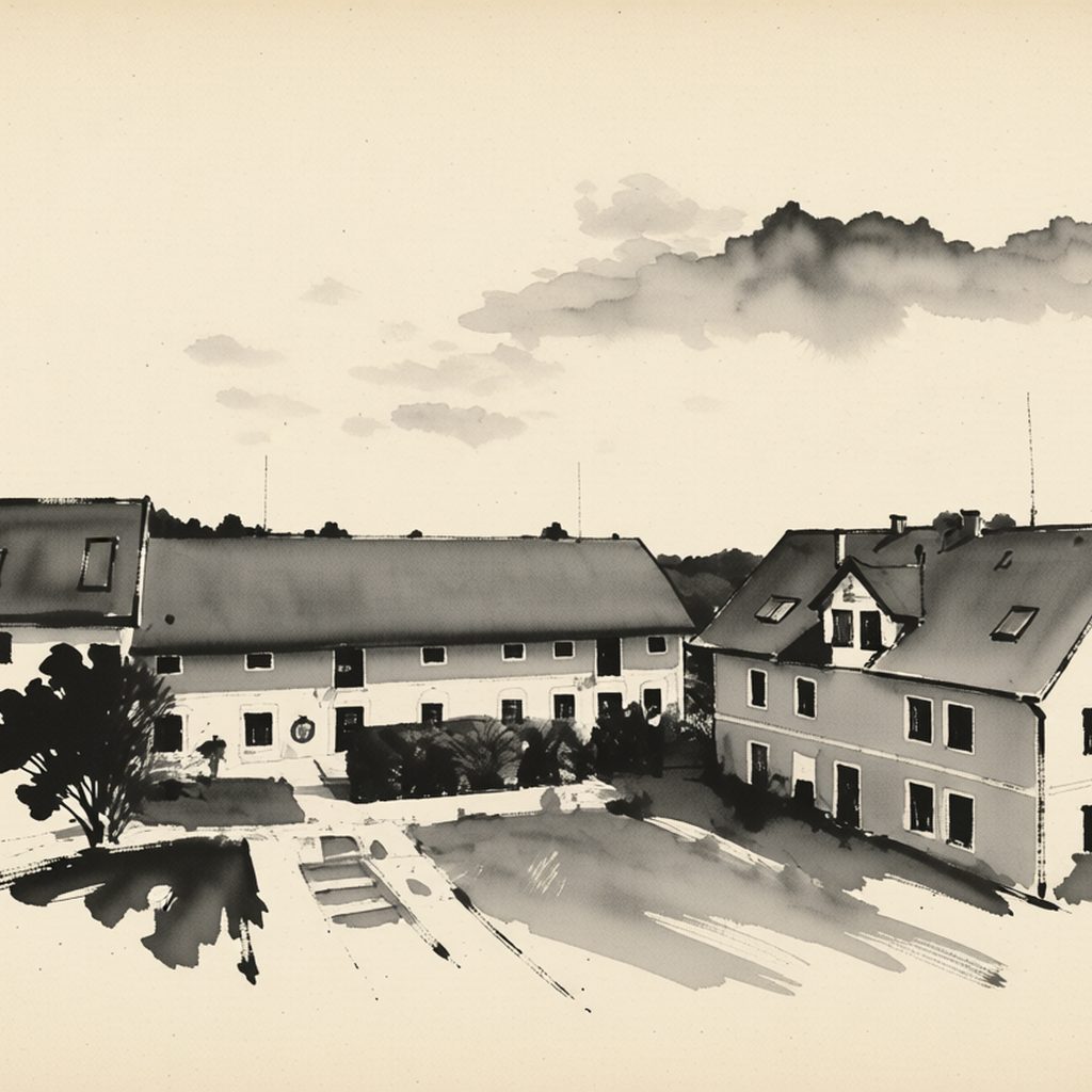 Ilustrační kresba: Statek Luníkov