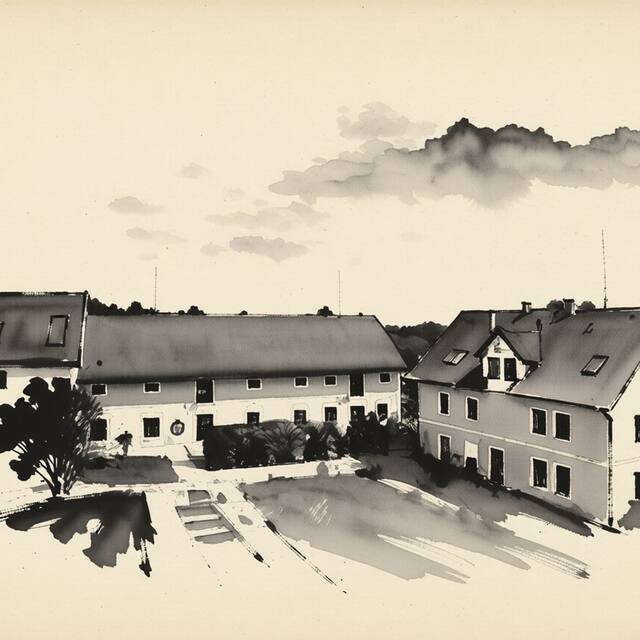 Ilustrační kresba: Statek Luníkov