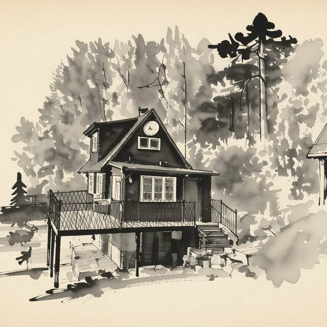Ilustrační kresba: Chaloupka na stráni
