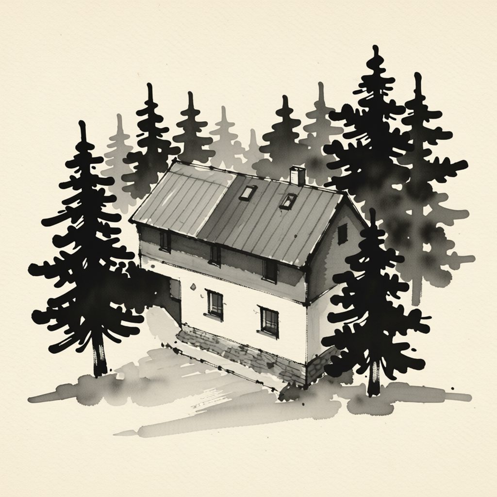 Ilustrační kresba: Chata Bajama