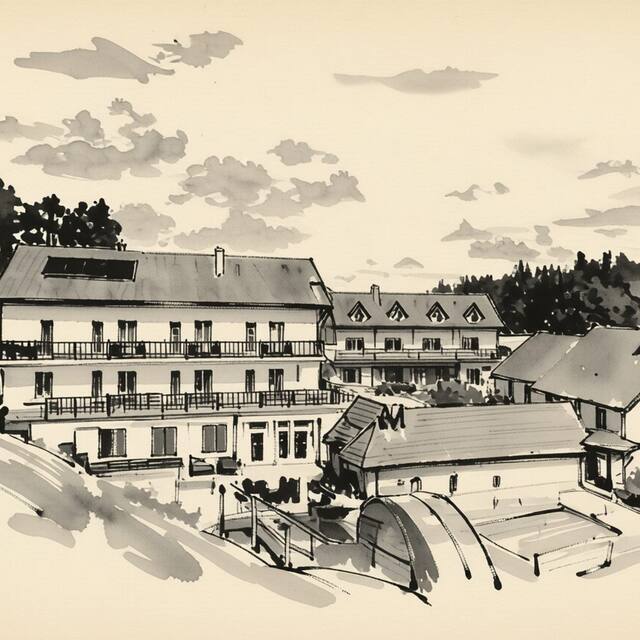 Ilustrační kresba: Penzion Mlýn