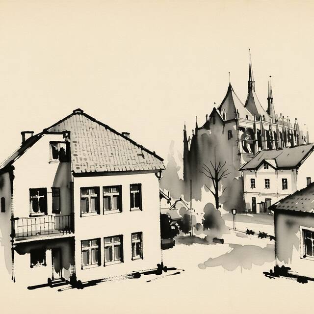 Ilustrační kresba: Ubytování Elvíra