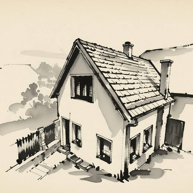 Ilustrační kresba: Samostatný domeček Útočiště