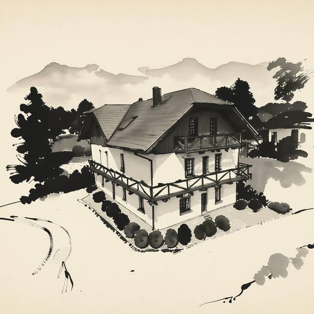 Ilustrační kresba: Penzion Panter