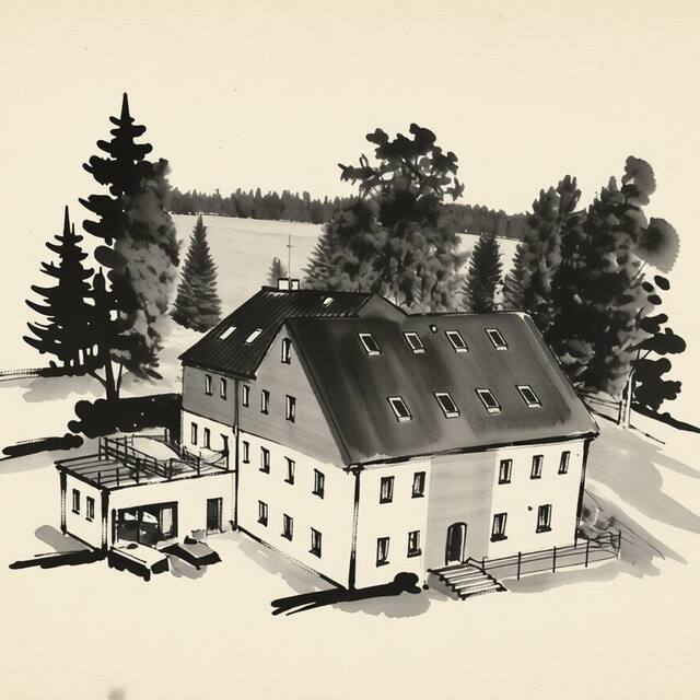 Ilustrační kresba: Penzion Kryštof