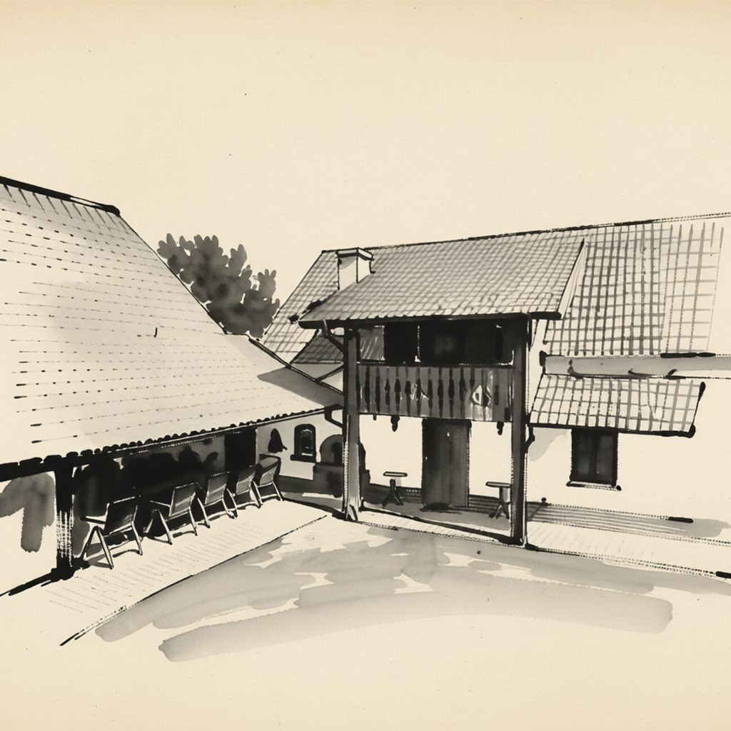 Ilustrační kresba: Statek Blaník