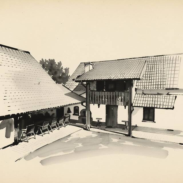 Ilustrační kresba: Statek Blaník