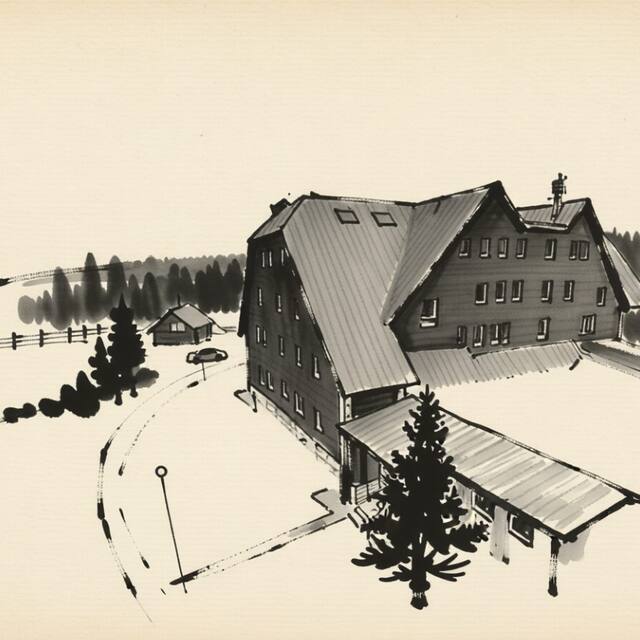Ilustrační kresba: Hotel ČERVENOHORSKÉ SEDLO