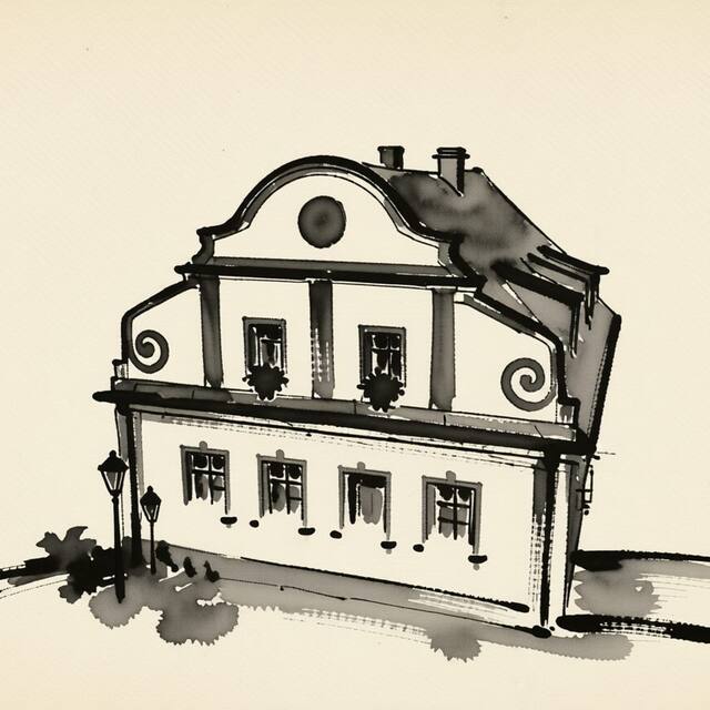 Ilustrační kresba: Ubytování U Davidů