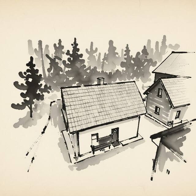 Ilustrační kresba: Chaty ve Ski-relax Avalanche Dolní Moravice