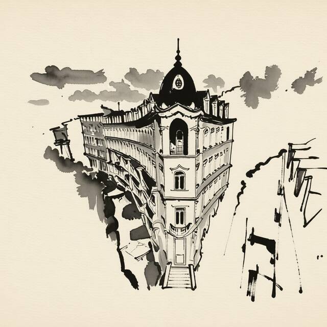 Ilustrační kresba: Hotel Anglický dvůr