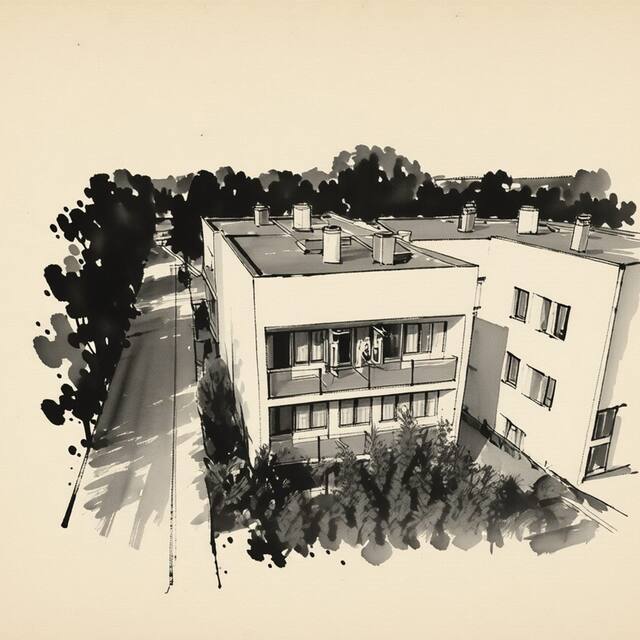 Ilustrační kresba: Lázeňský penzion Forst