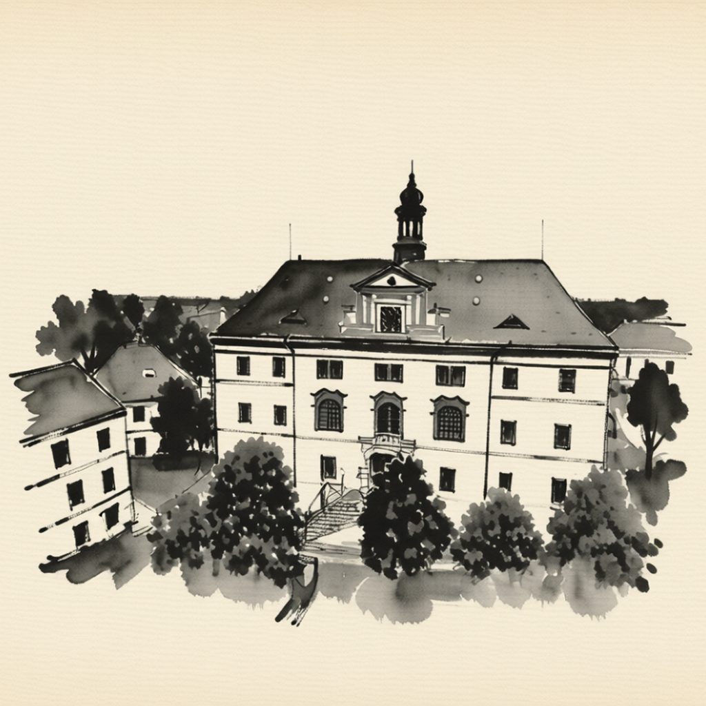 Ilustrační kresba: Zámek Lnáře