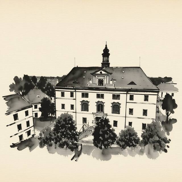 Ilustrační kresba: Zámek Lnáře