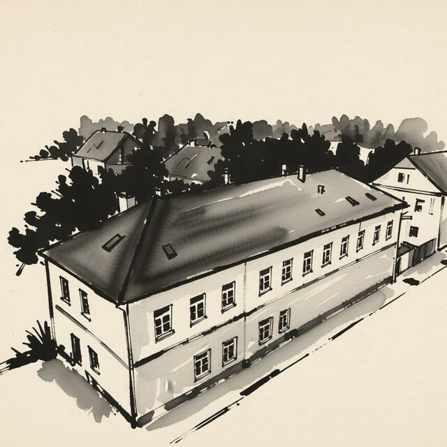Ilustrační kresba: Penzion Mánes