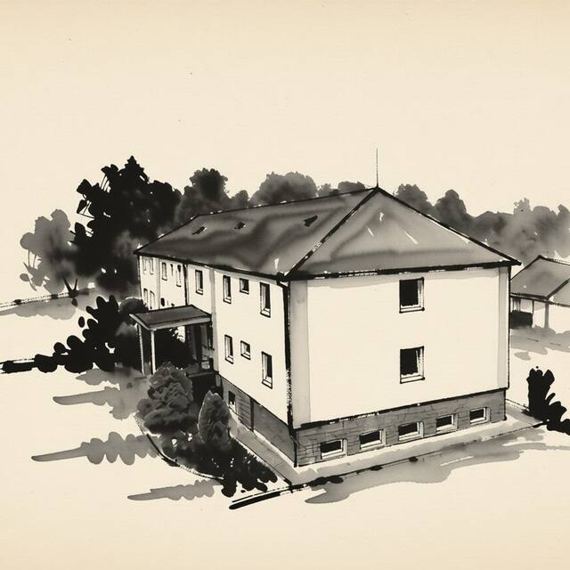Ilustrační kresba: Penzion nad Halou