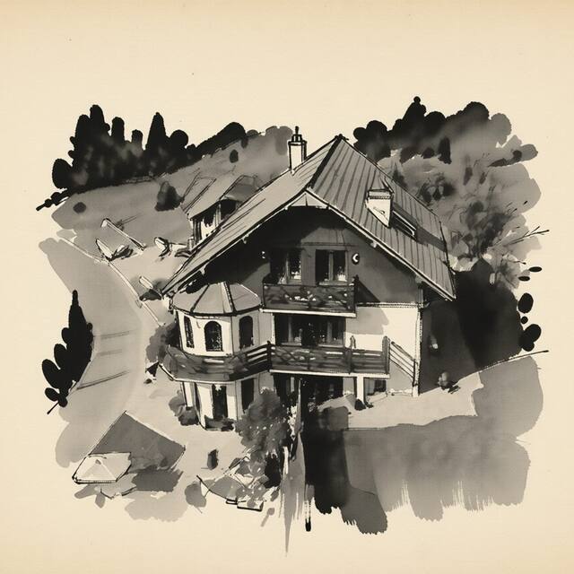 Ilustrační kresba: Pension Villa