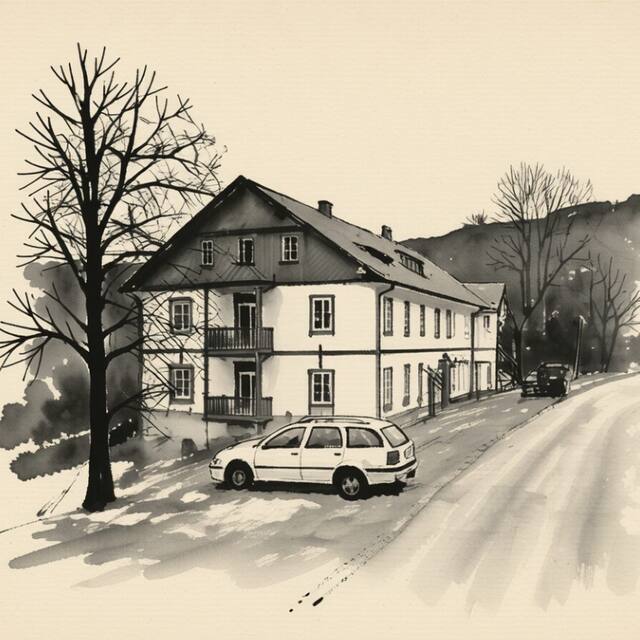 Ilustrační kresba: Apartmány Karina