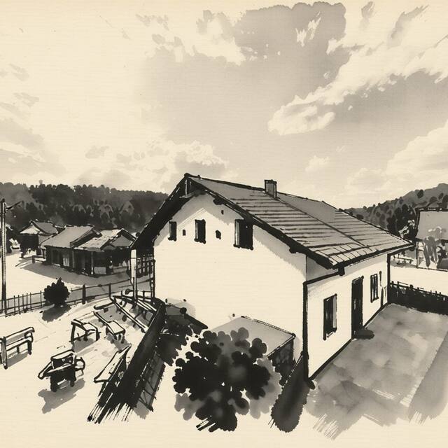 Ilustrační kresba: Penzion “U Holubů “