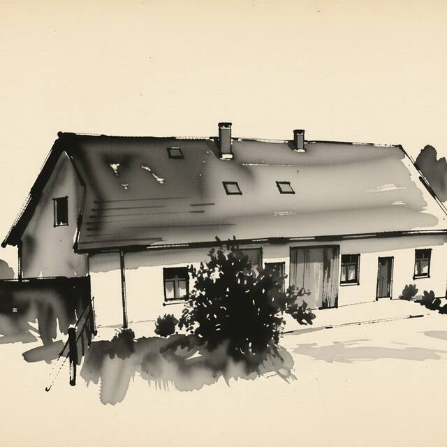 Ilustrační kresba: Ubytování Ve stodole