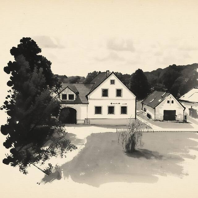 Ilustrační kresba: Penzion u Krumlova