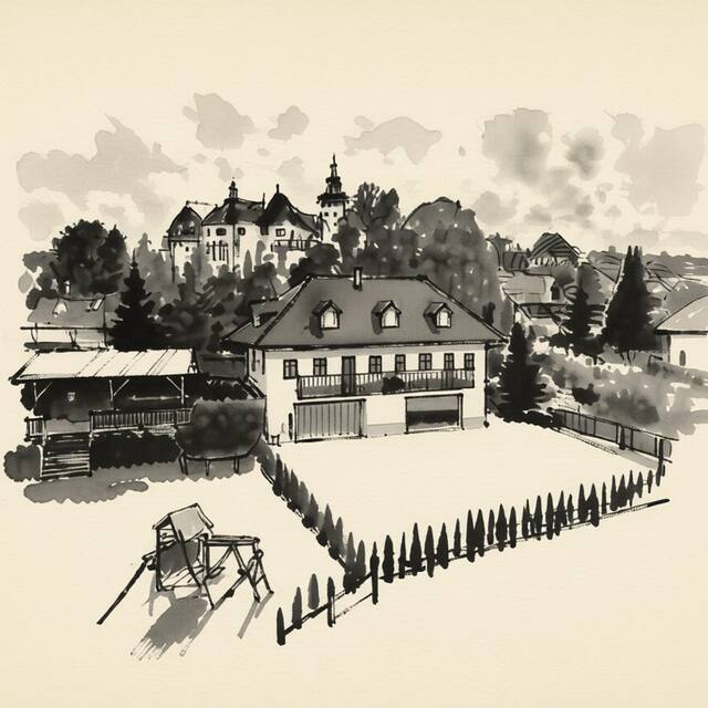 Ilustrační kresba: Penzion Červená Karkulka