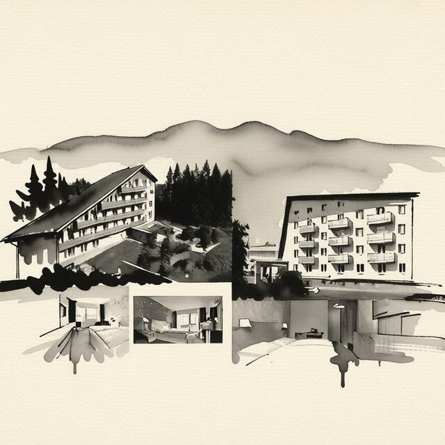 Ilustrační kresba: Hotel Srní a Depandance