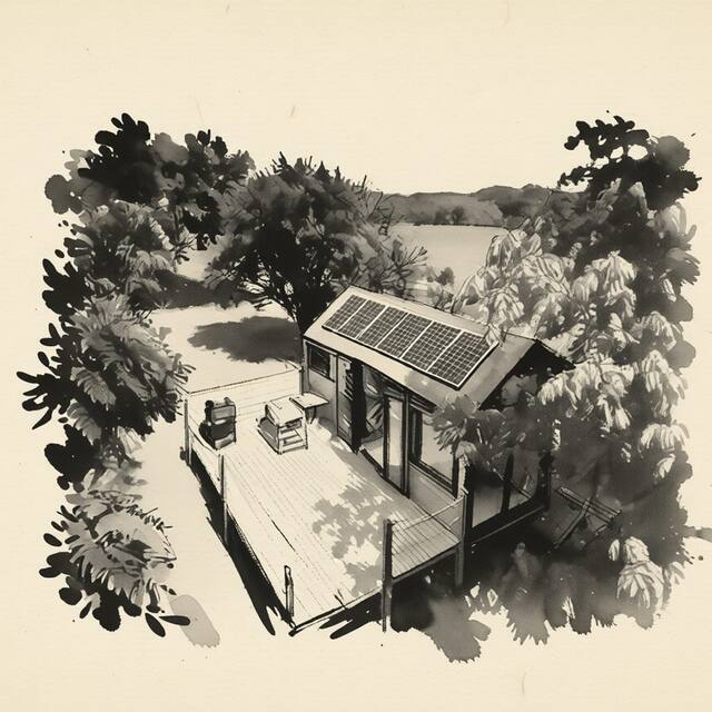 Ilustrační kresba: Glamping Lednice Tiny House