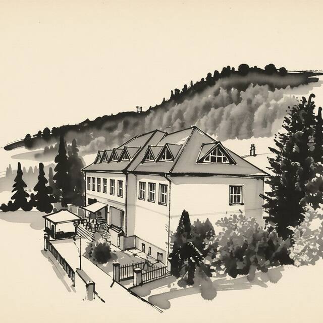 Ilustrační kresba: Hotel Obecná škola