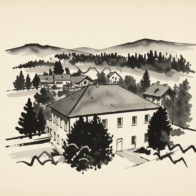Ilustrační kresba: Apartmán v Moravském krasu