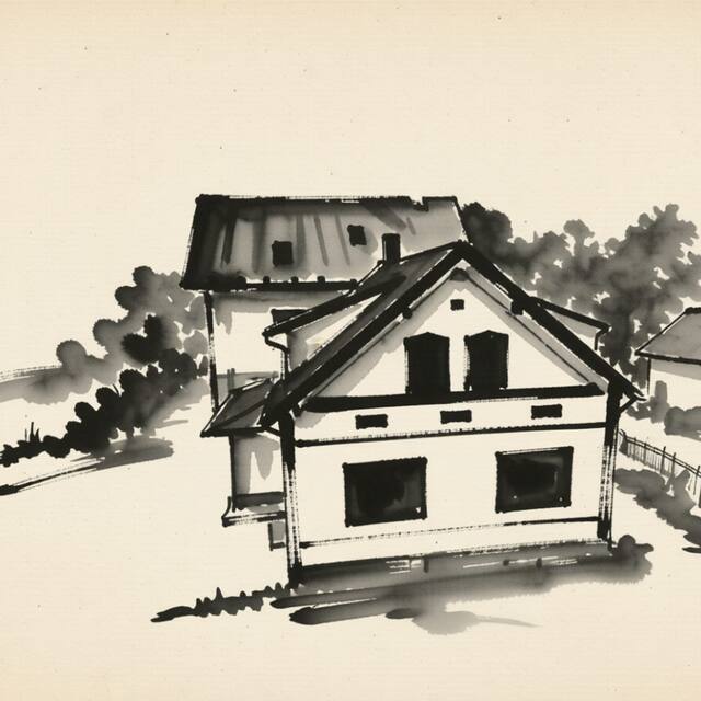 Ilustrační kresba: Chalupa u Rádlů