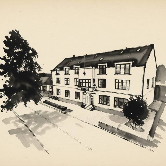 Ilustrační kresba: Kyjovský pivovar - hotel, restaurace, pivní lázně