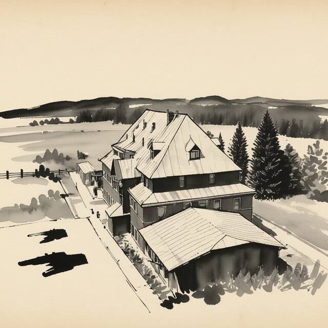 Ilustrační kresba: Hotel Zelený Dům