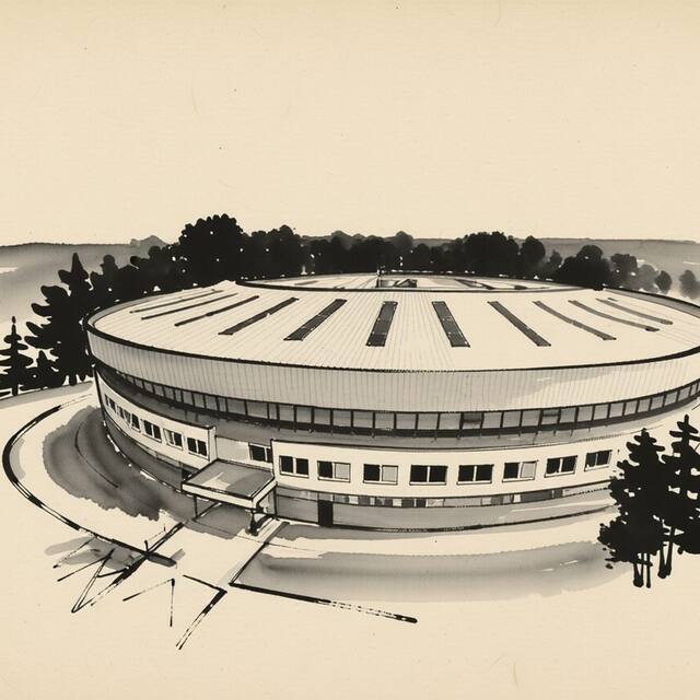 Ilustrační kresba: Víceúčelová sportovní hala Slaný, Hotel Zimní stadion