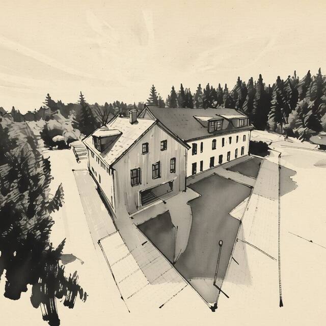 Ilustrační kresba: Alpine Apartment Šumava