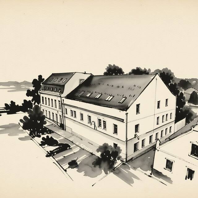 Ilustrační kresba: Hotel Slávia Holešov