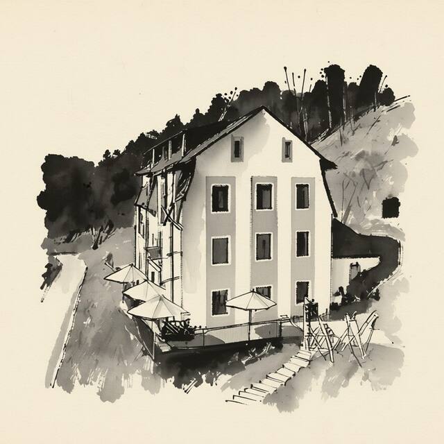 Ilustrační kresba: Hotel Kokořín