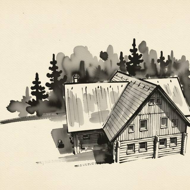 Ilustrační kresba: Srub u PETEHO