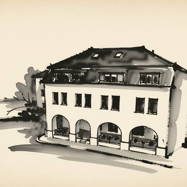 Ilustrační kresba: Hotel a Hostinec U Feldů