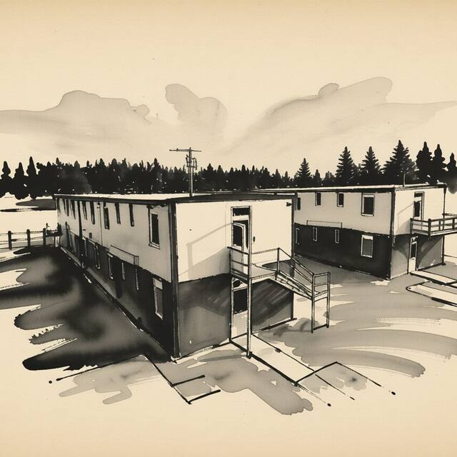 Ilustrační kresba: Ubytovna Plzeň