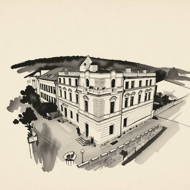 Ilustrační kresba: Hotel Cade