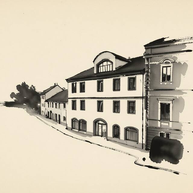 Ilustrační kresba: hotel Florian Sedlčany