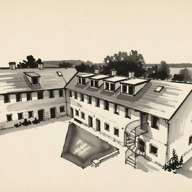 Ilustrační kresba: Ubytování Vysočany
