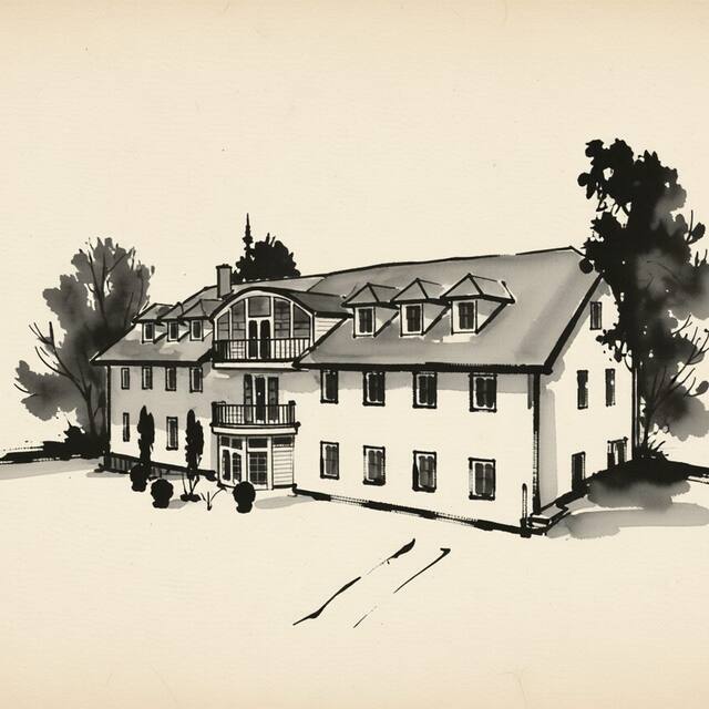 Ilustrační kresba: Penzion Pastviny
