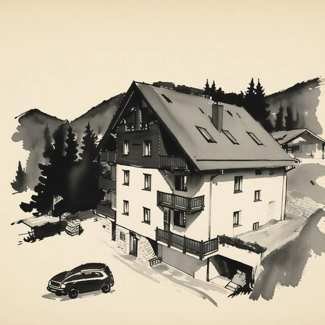 Ilustrační kresba: Rekreační dům Pod Sněžníkem